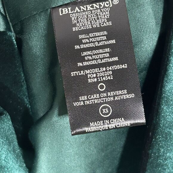 Blank Nyc Velvet Blazer Size XS Dark Green Jacket Double Breasted Pockets - Picture 5 of 6